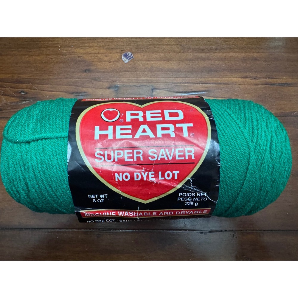 Red Heart Super Saver Yarn Grass‎ Green 687 Worsted Weight 8oz Acrylic E300